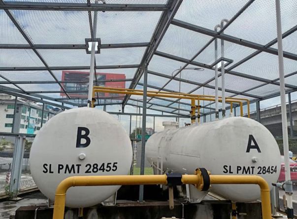 LPG bulk tanks under shelter